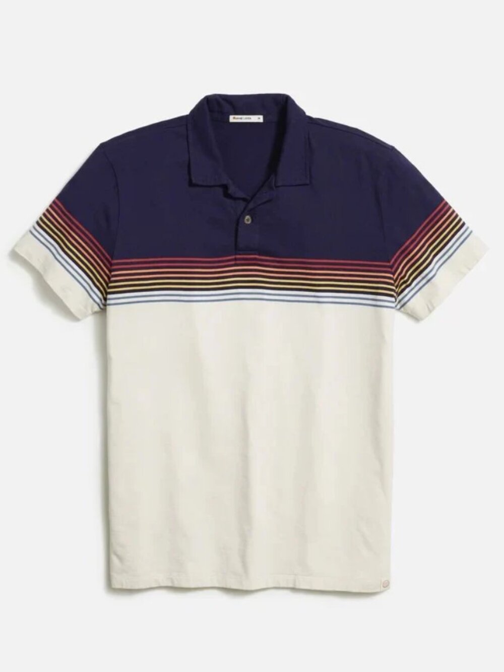 Marine Layer Navy Colorblock Stripe Short Sleeve Polo/9766